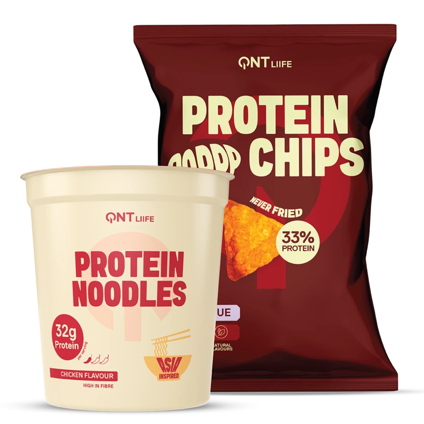 QNT Protein Noodles Chicken and Protein Chips Barbecue bundle