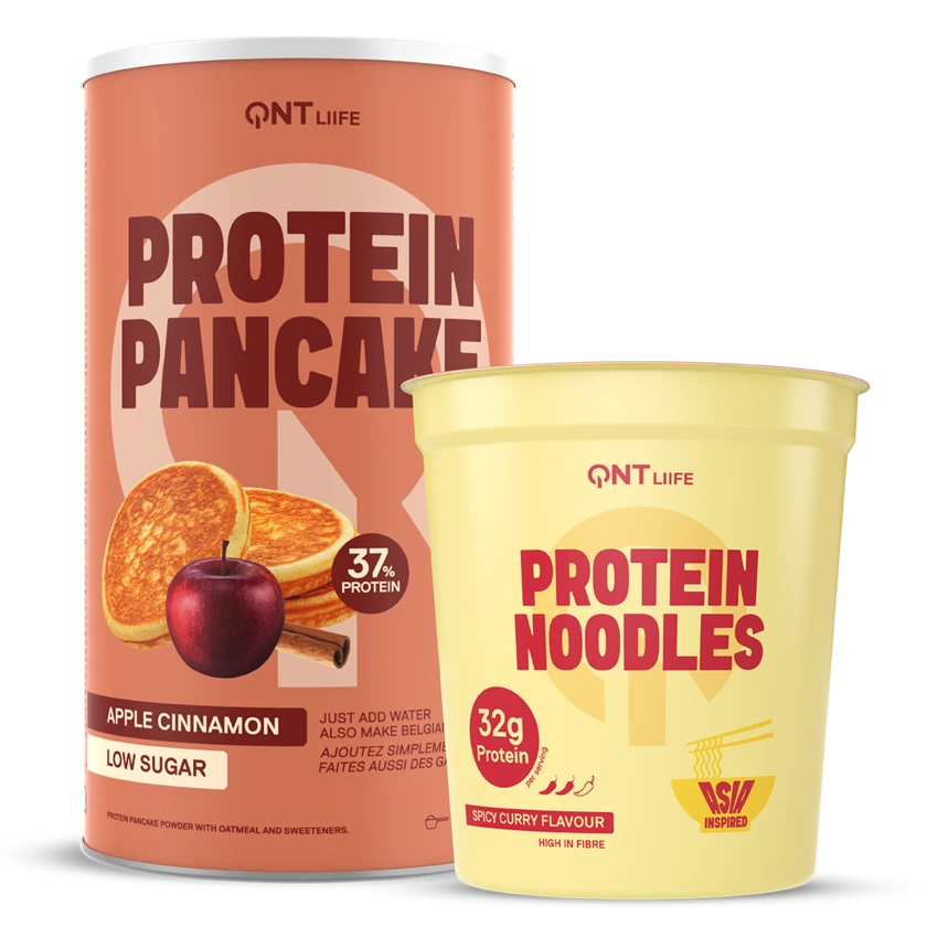 QNT Protein Noodles Spicy Curry and Protein Pancake Apple Cinnamon bundle