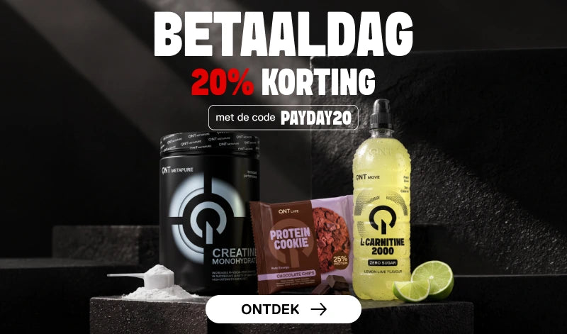 Banner QNT Betaaldag met 20% korting op sportvoeding