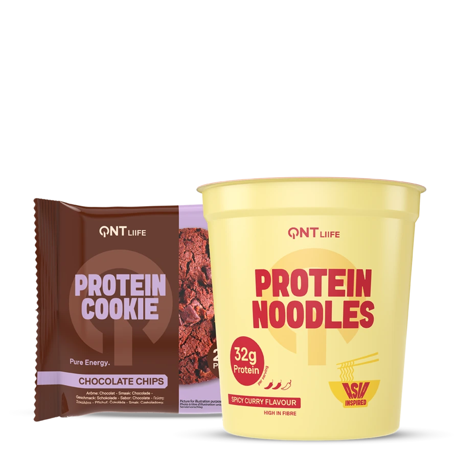 Pack QNT Protein Noodles Curry épicé et Protein Cookie Pépites de chocolat