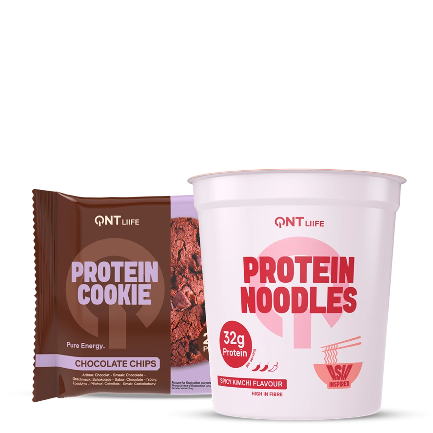 Pack QNT Protein Noodles Kimchi épicé et Protein Cookie Pépites de chocolat