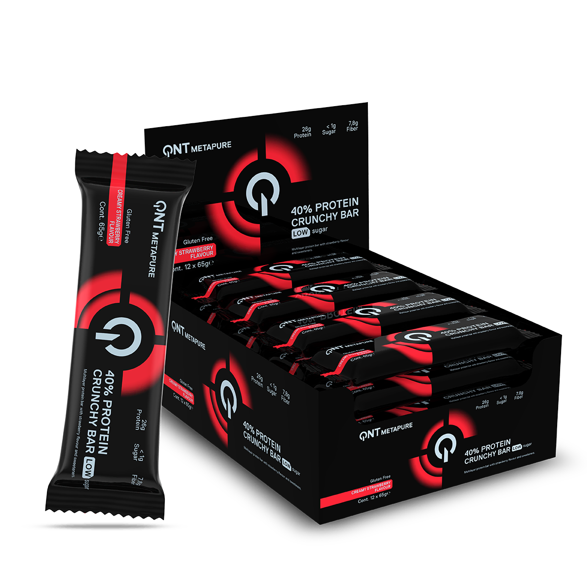 Barre protéinée QNT Metapure 40 Crunchy fraise 40 g
