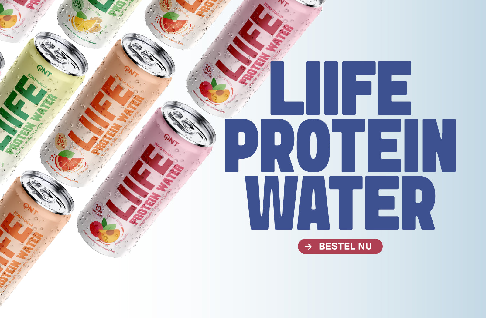 QNT Protein Water Liife, heldere whey-eiwitdrank zonder suiker, verfrissend en eiwitrijk