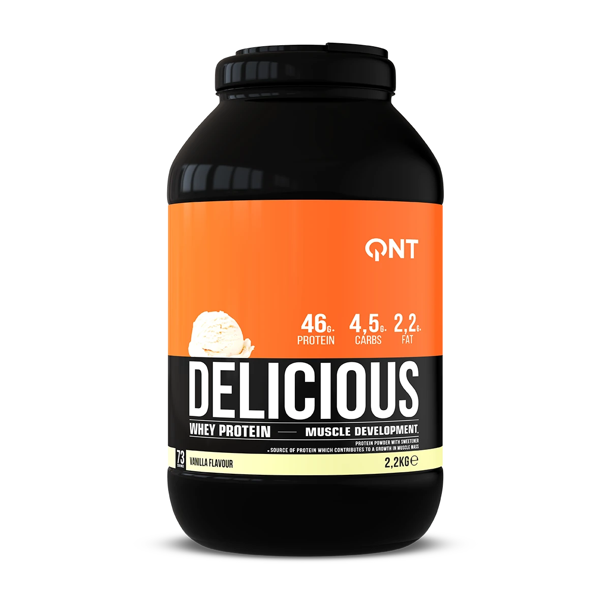 Delicious Whey Protéine QNT Vanille 2,2 kg, protéine whey en poudre à mélanger