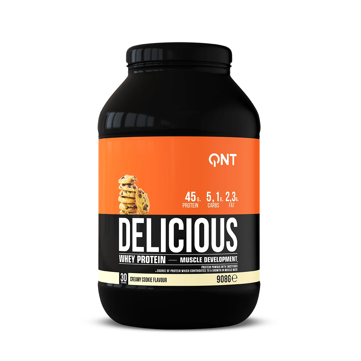 Delicious Whey Protéine QNT Cookies & Cream 908 g, protéine whey en poudre à diluer
