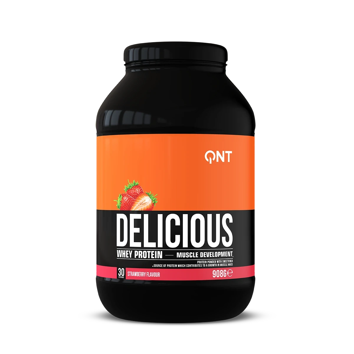 Delicious Whey Protéine QNT Fraise 908 g, protéine whey en poudre pour boissons protéinées
