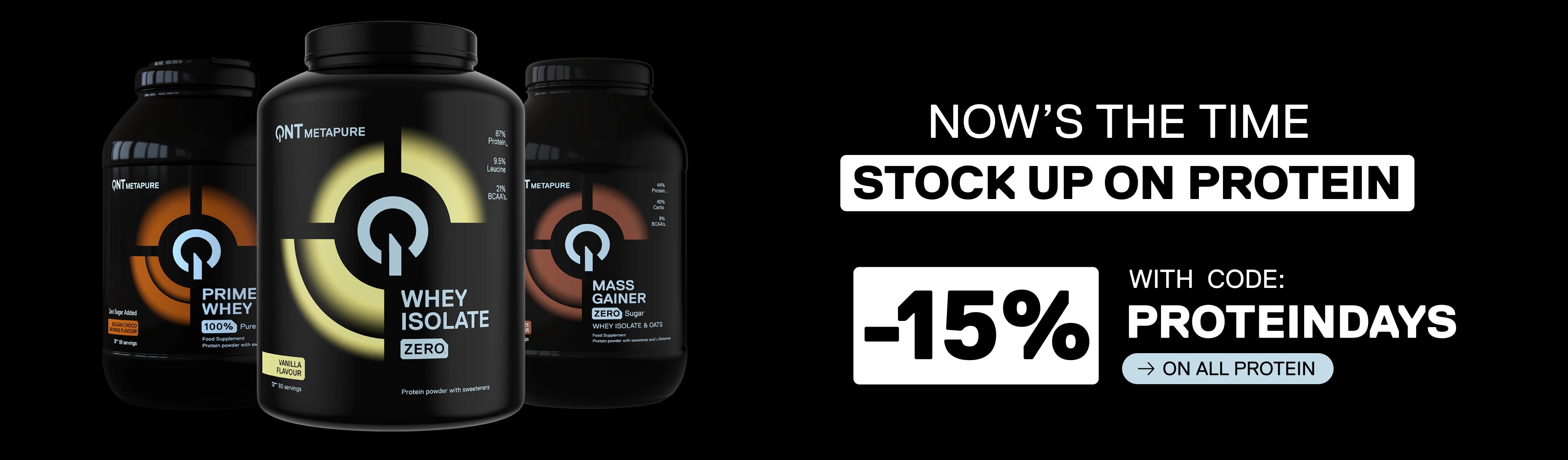 QNT Protein Days: enjoy 15% off all protein products with the code PROTEINDAYS. Discover Prime Whey, Whey Isolate Zero and Whey Protein.