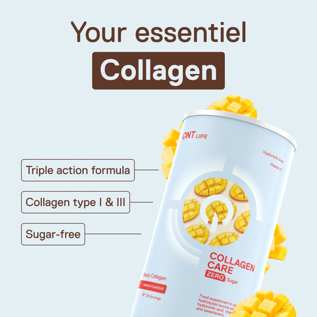 QNT LIIFE Collagen Care Mango flavor - Collagen powder to mix, with vitamins and minerals, exotic mango taste, 390g pack