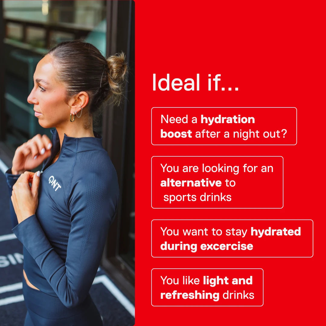 QNT LIIFE Electrolyte Water Red Fruits flavour - For who? Athletes, hydration during training, a light alternative to isotonic drinks