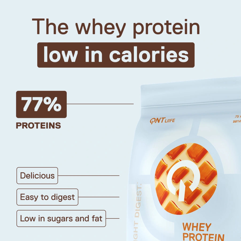 QNT LIIFE Light Digest Whey Protein Salted Caramel flavor - Light and easy-to-digest whey, 500g bag, indulgent caramel notes
