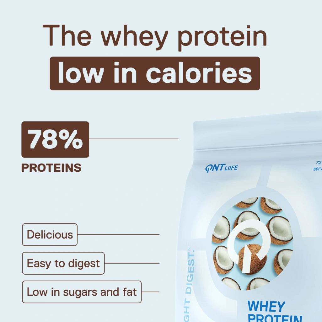 QNT LIIFE Light Digest Whey Protein Coconut flavor - Light and easy-to-digest whey, 500g bag, exotic coconut notes
