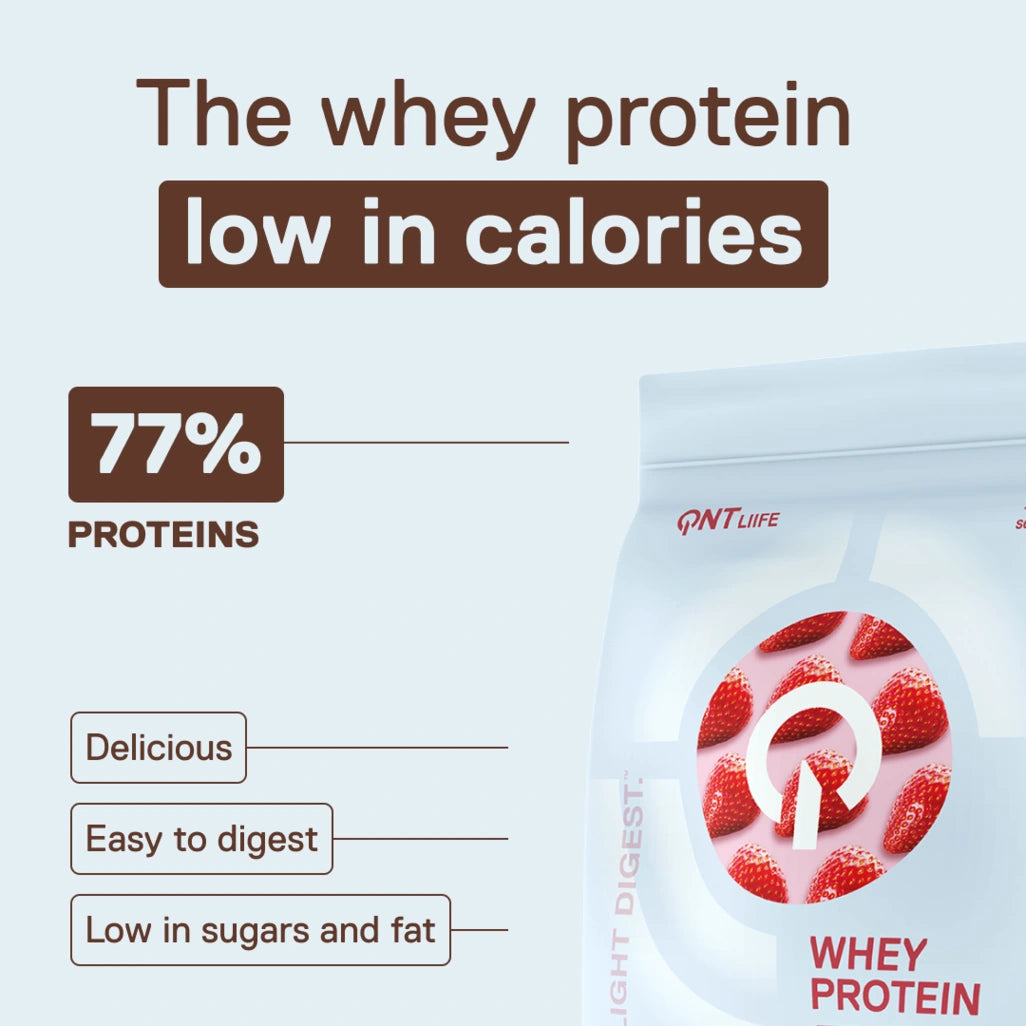 QNT LIIFE Light Digest Whey Protein Strawberry flavor - Light and easy-to-digest whey, 500g bag, fresh strawberry taste