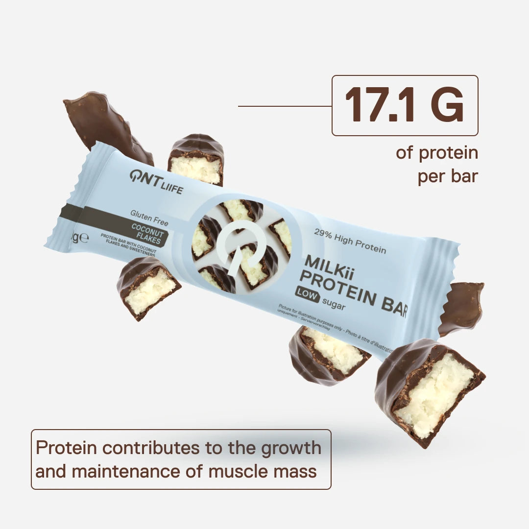 QNT LIIIFE Milkii Protein Bar Coconut Flakes – 17.1 g of protein per bar