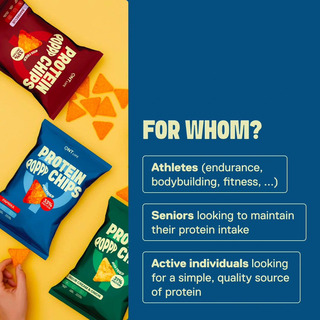 QNT LIIFE Protein Pop Chips Paprika flavor - For who? Athletes and anyone looking for a protein- and fiber-rich snack