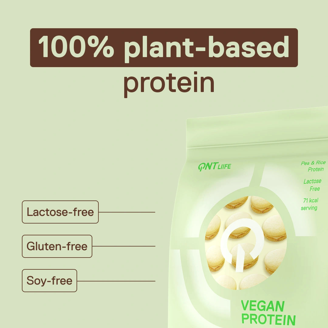 Vegan Protein LIIFE vanilla macaron — 100% pea and rice plant protein, gentle vanilla flavour