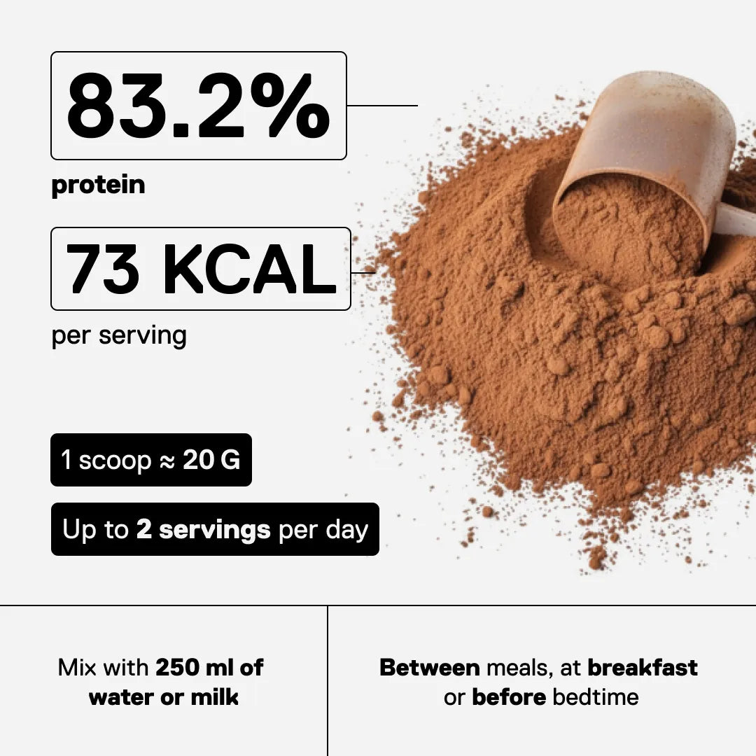 QNT METAPURE Casein Protein Micellar Chocolate flavor - 24g protein per 30g serving, low in sugar, low in fat