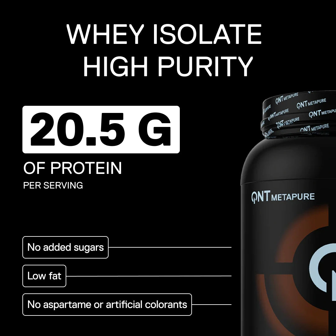 QNT Metapure Whey Isolate easy to digest, muscle mass support and less sugar