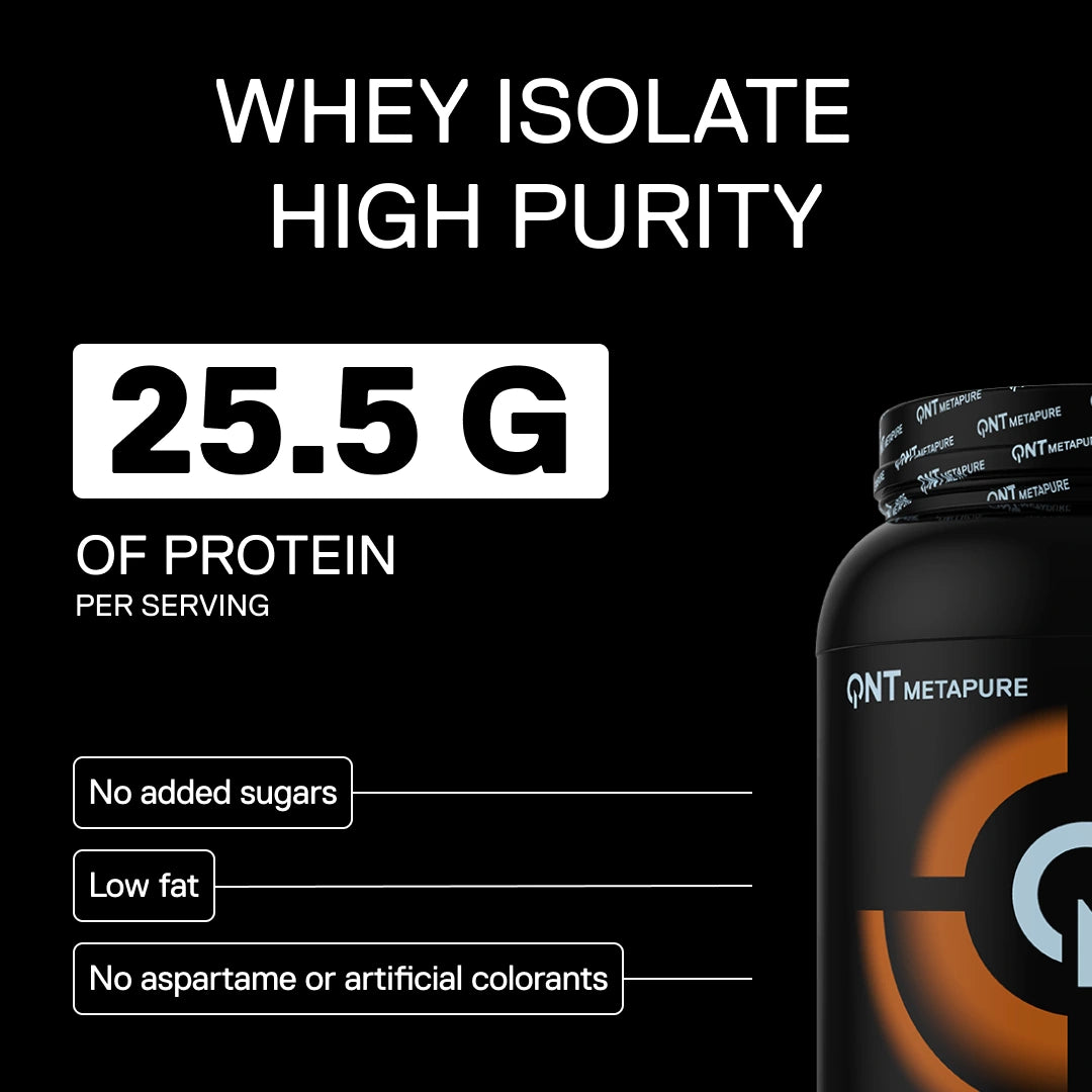 Metapure Whey Isolate Zero QNT hazelnut high purity whey protein isolate 25.5g protein