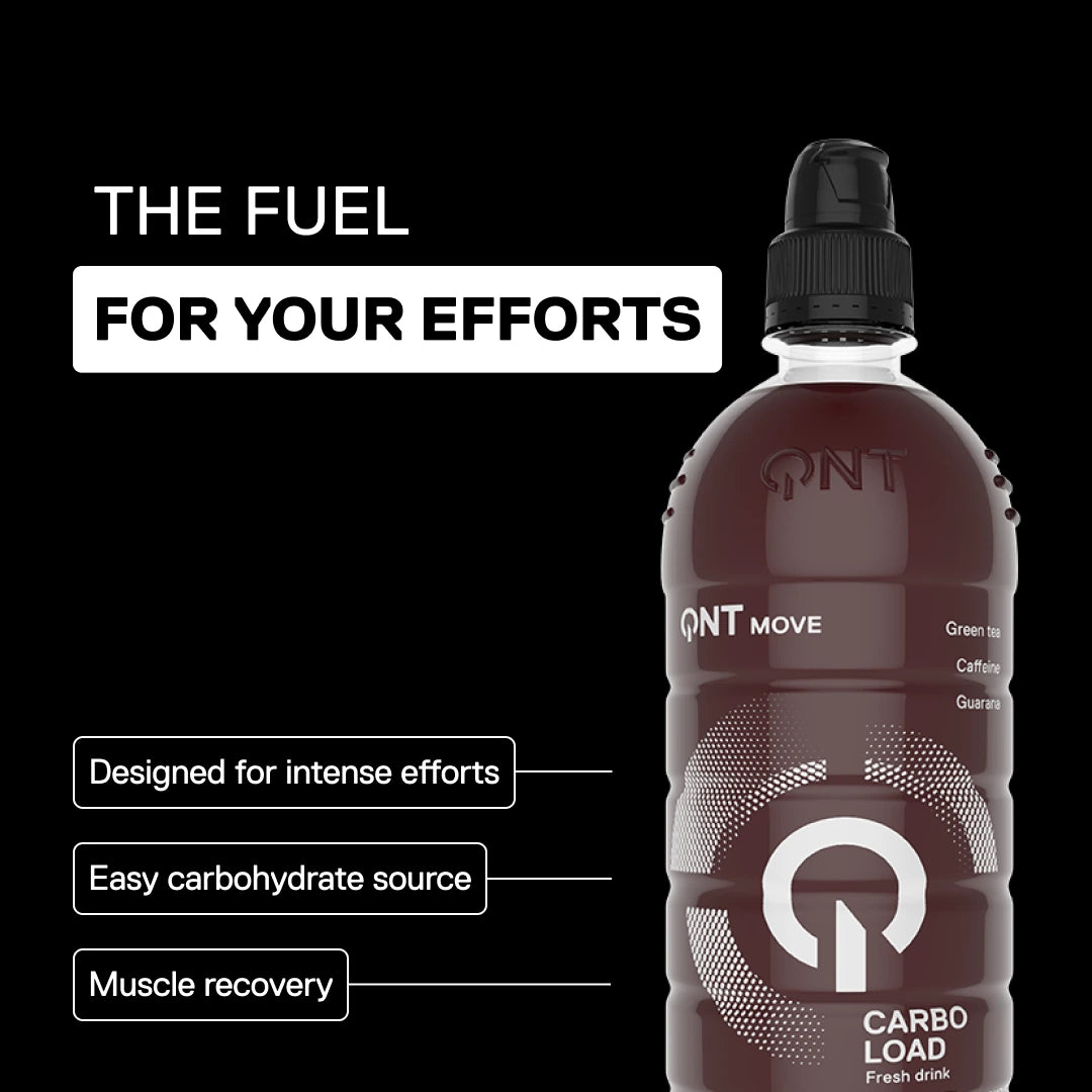 QNT MOVE Carbo Load carbohydrate drink Superfruit, fuel for effort, easy carb source with green tea, caffeine and guarana, 700 ml
