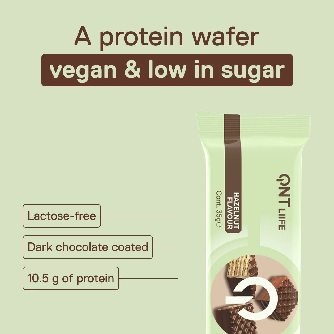 QNT Life Protein Wafer Vegan Hazelnut – 10.5 g protein and lactose-free