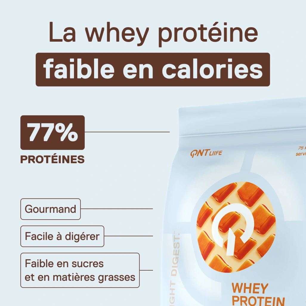 QNT LIIFE Light Digest Whey Protéine saveur Caramel Beurre salé - Whey légère et facile à digérer, sachet de 500 g, notes gourmandes de caramel