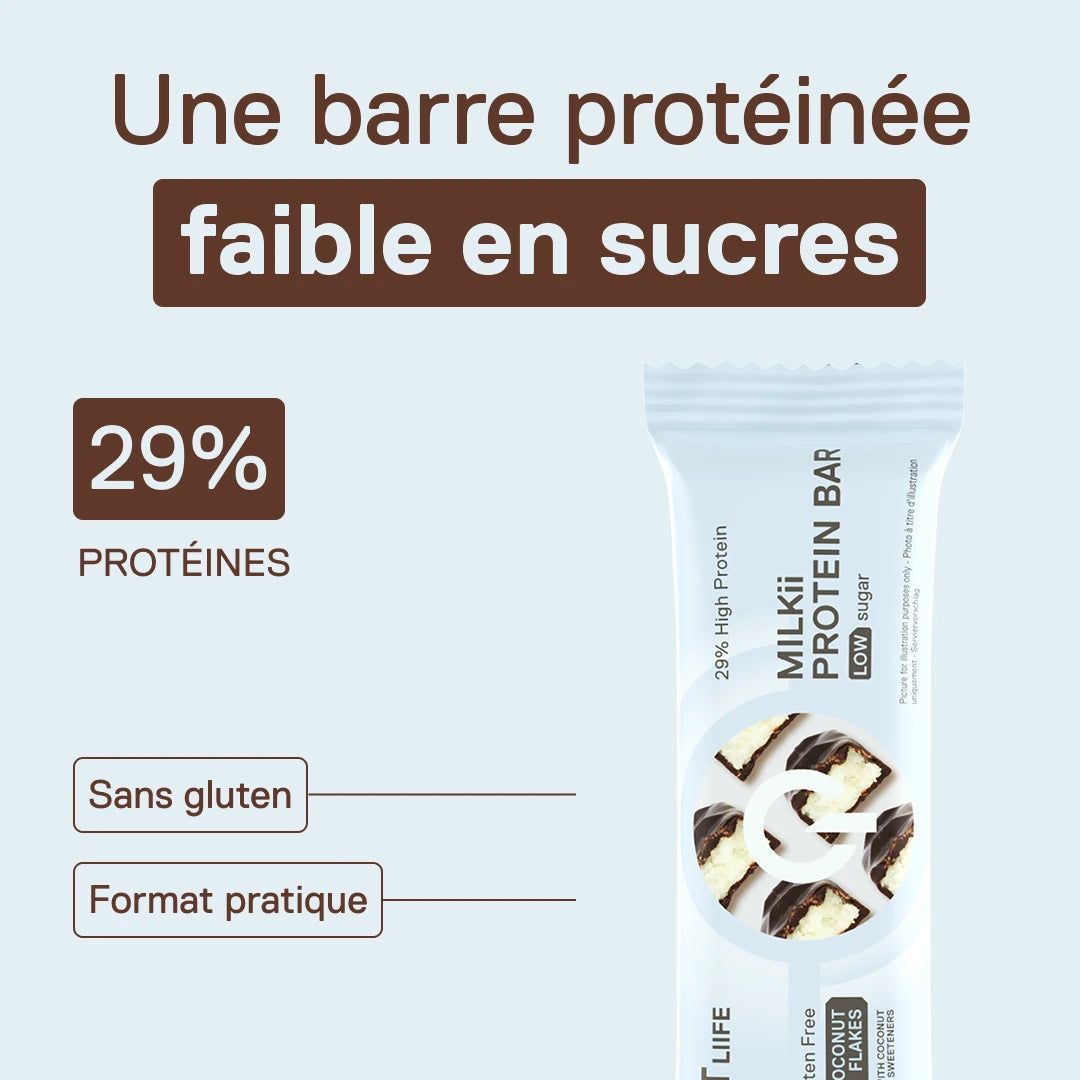 QNT LIIIFE Milkii Protein Bar Coconut Flakes – barre protéinée faible en sucres