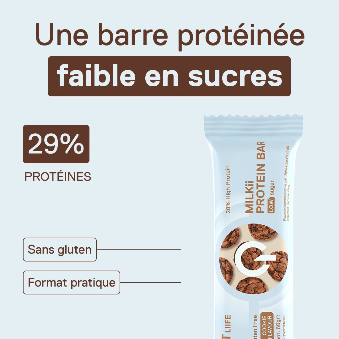 QNT LIIIFE Milkii Protein Bar Cookie – barre protéinée faible en sucres