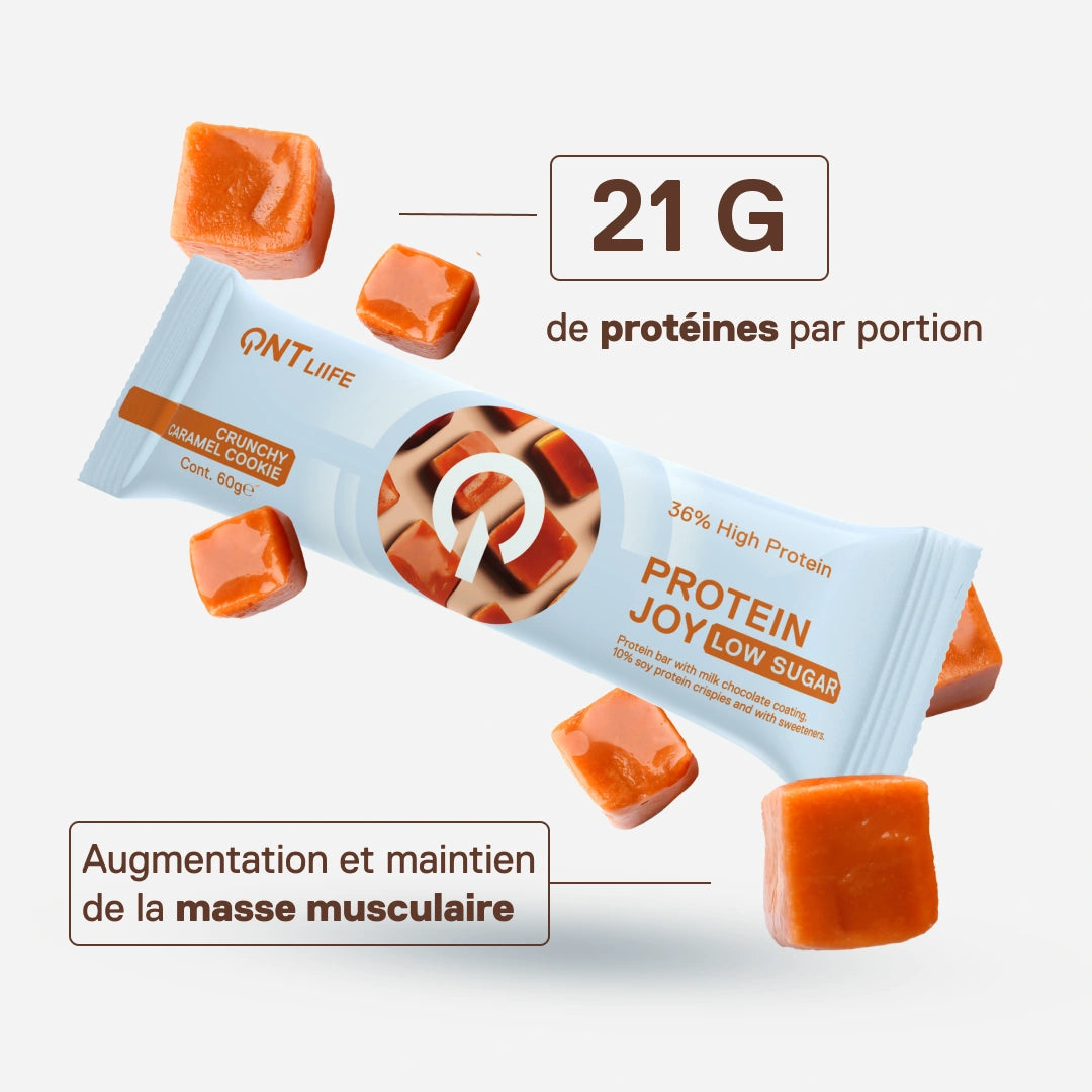 Protein Joy cookie croquant au caramel — profil protéiné et apport nutritionnel de la barre