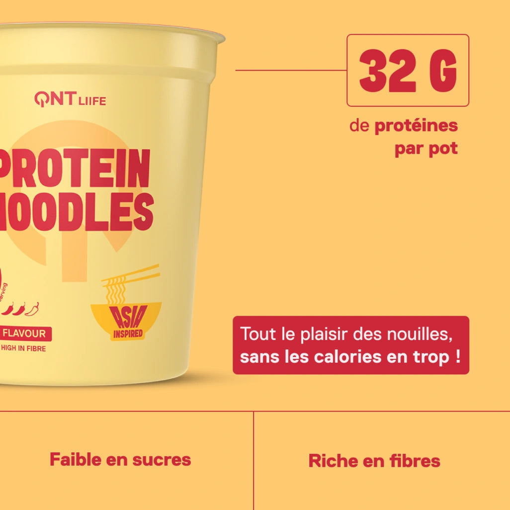 QNT LIIFE Protein Noodles saveur Curry épicé - 220 kcal par portion, 4,2g de fibres, riche en protéines