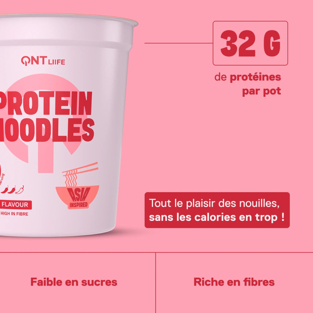QNT LIIFE Protein Noodles saveur Kimchi épicé - 214 kcal par portion, 5g de fibres, épicé et intense