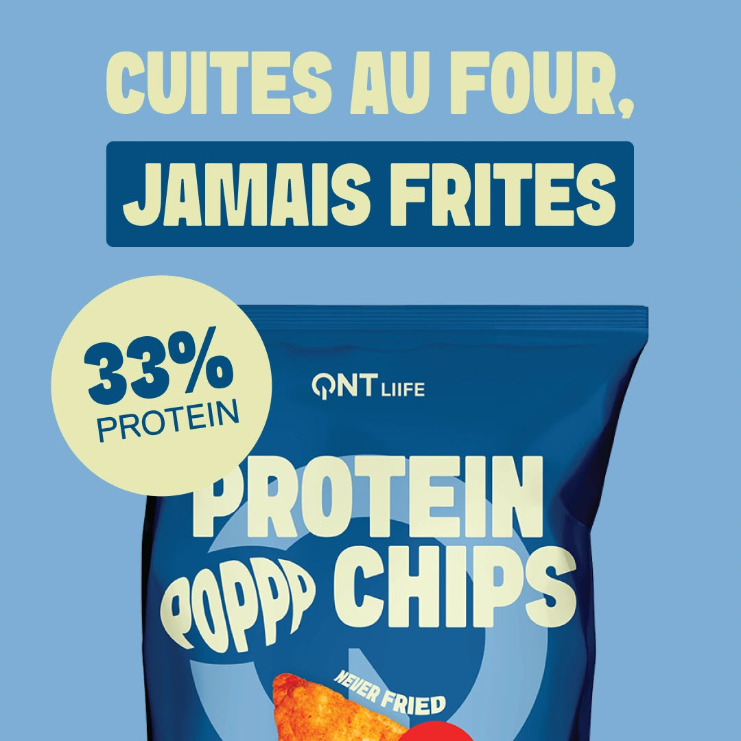 QNT LIIFE Protein Pop Chips saveur Paprika - Chips protéinées au paprika doux, 33% de protéines, sachet de 50 g