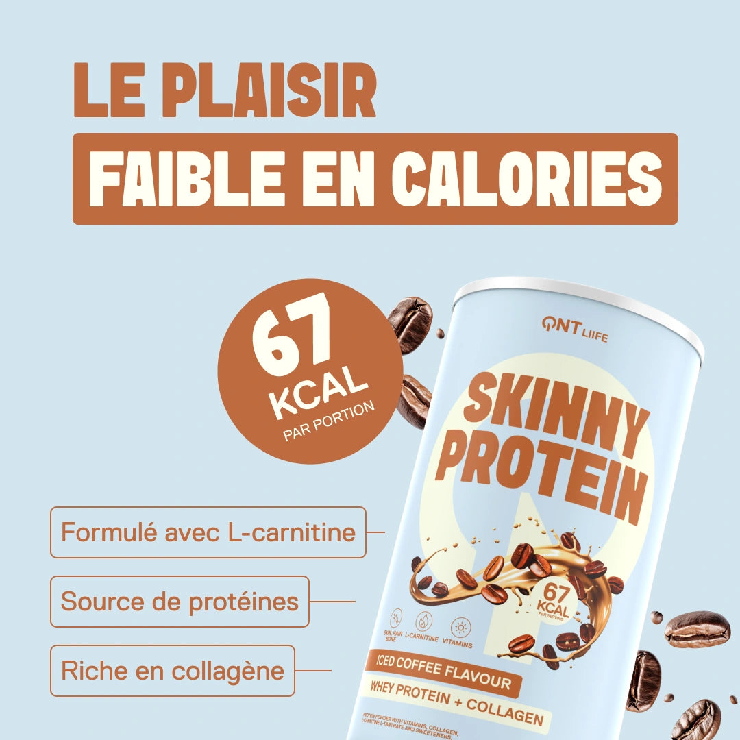 Skinny Protein LIIFE café glacé — protéines 12 g par dose avec une touche de caféine