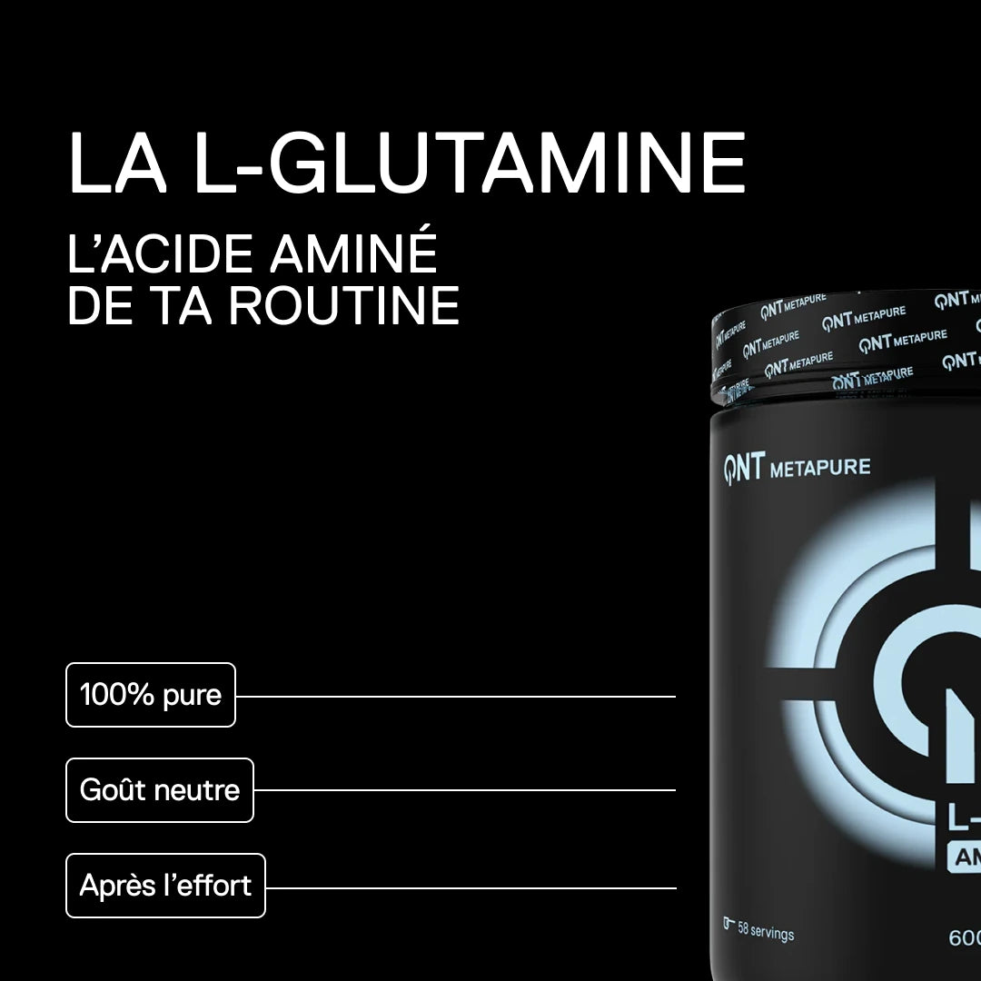 QNT Metapure L-Glutamine : acide aminé 100 % pur au goût neutre.