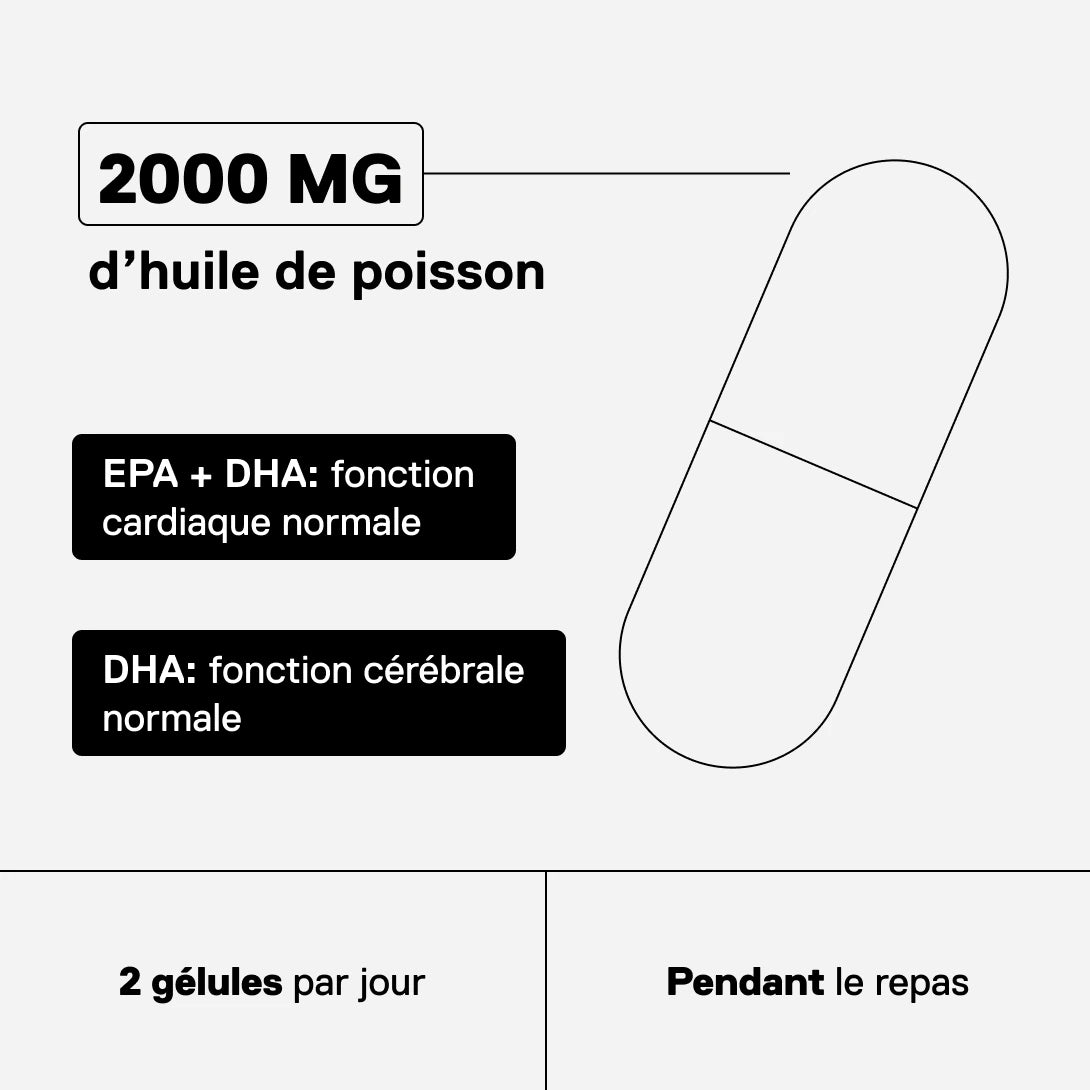 QNT MOVE Oméga-3 – 2000 mg d’huile de poisson avec EPA et DHA, 2 gélules par jour