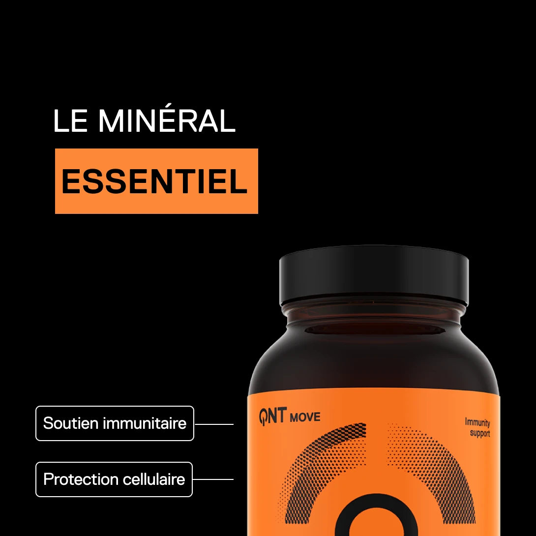Complément QNT MOVE Zinc pour le soutien immunitaire et la protection cellulaire.