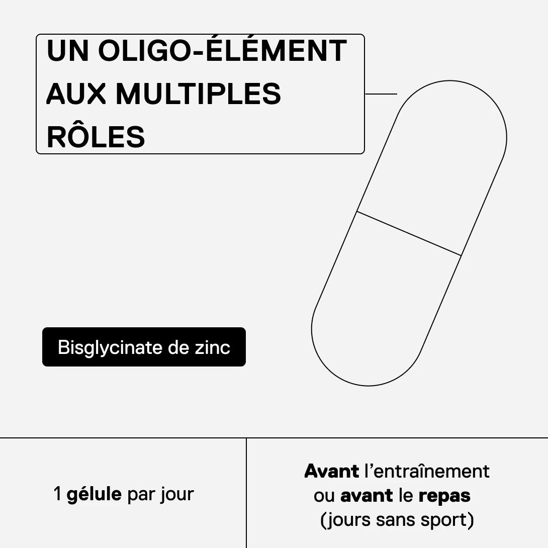 QNT MOVE Zinc bisglycinate, un oligo-élément aux multiples rôles, à raison d’une gélule par jour.