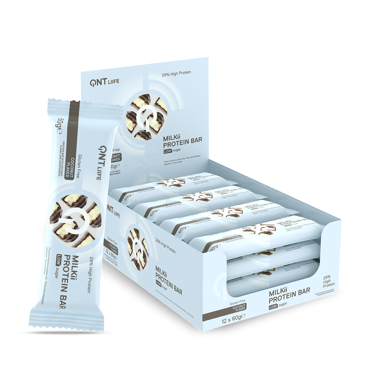 Barre protéinée QNT Milkii chocolat et flocons de noix de coco 60 g