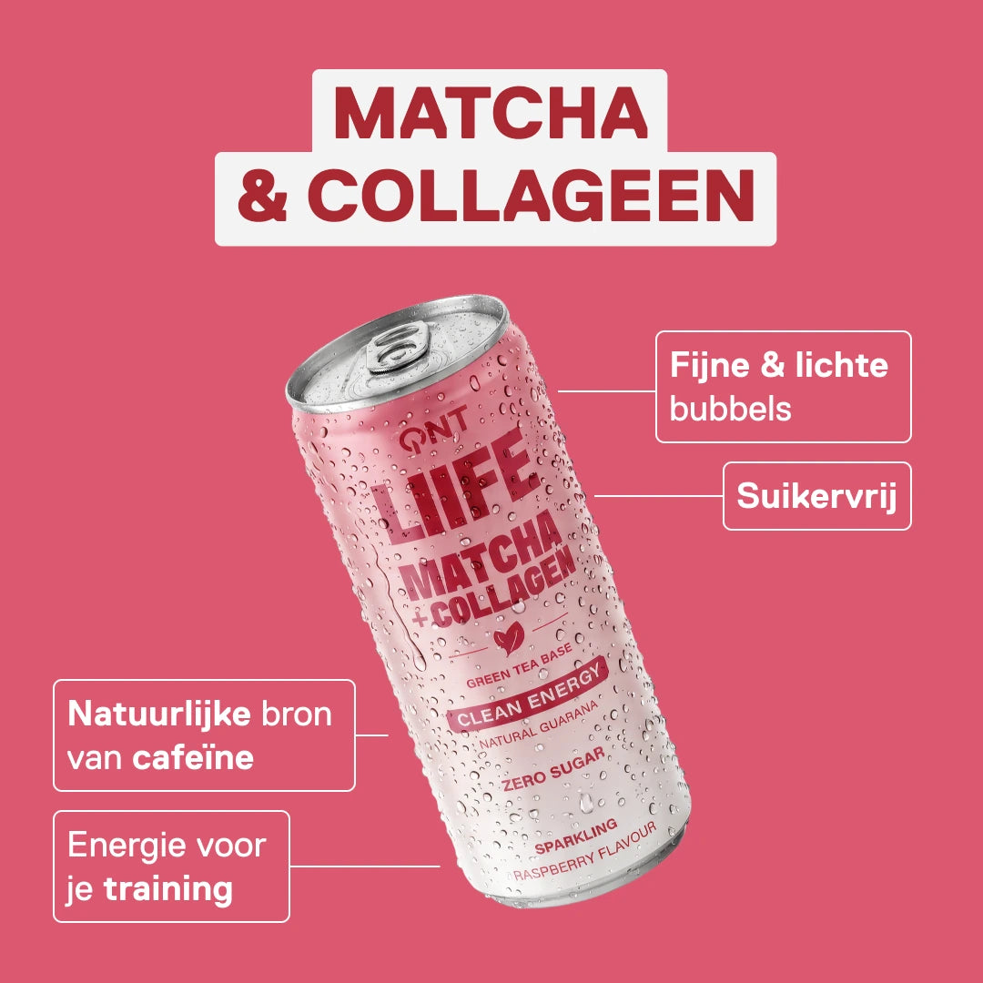 Energy Collagen Matcha LIIFE frambozen — ready-to-drink energie- & collageendrank 250 ml
