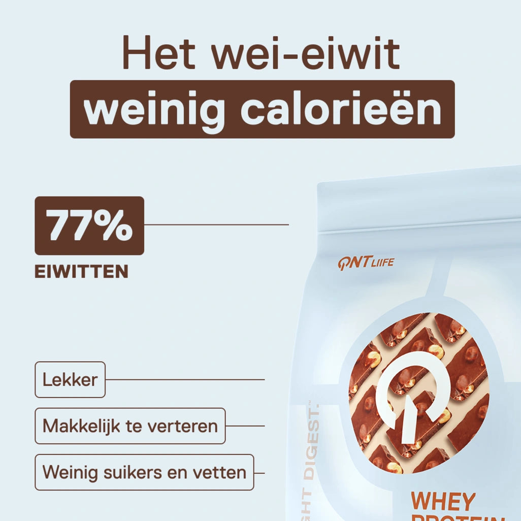 QNT LIIFE Light Digest Whey Protein smaak Chocolade hazelnoot - Lichte en goed verteerbare whey, zakje van 500 g, chocolade-hazelnootcombinatie