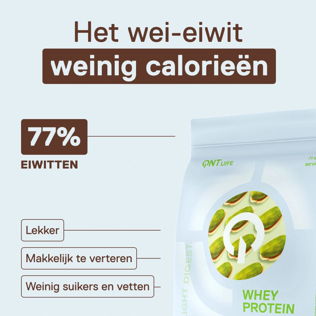 QNT LIIFE Light Digest Whey Protein smaak Pistache - Lichte en goed verteerbare whey, zakje van 500 g, zachte pistachetoetsen
