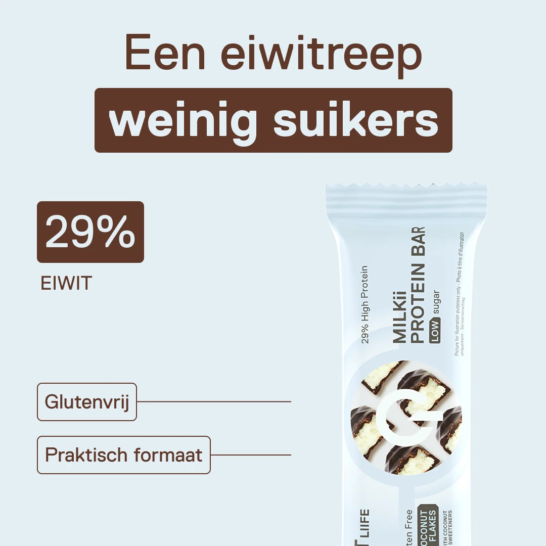 QNT LIIIFE Milkii Protein Bar Coconut Flakes – eiwitreep met weinig suikers