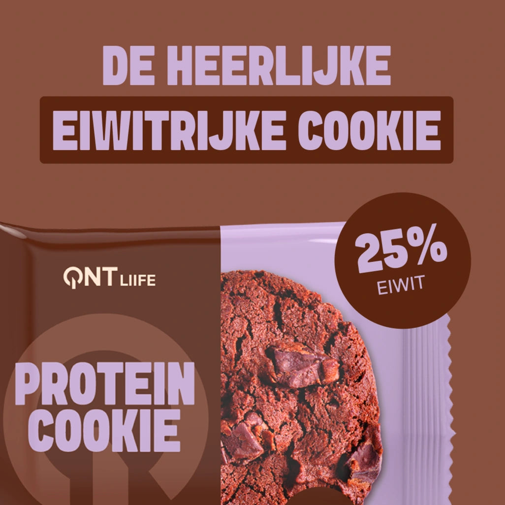 QNT LIIFE Protein Cookie smaak Chocoladestukjes - Zachte eiwitkoek met chocoladestukjes, 25% eiwit, 60 g per koek