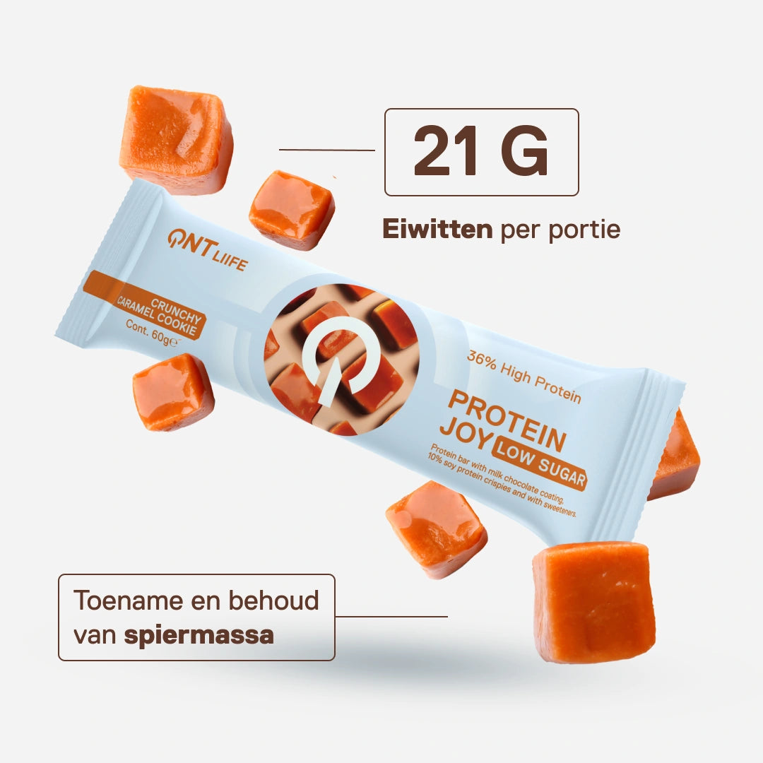 Protein Joy knapperige caramelkoek — eiwitprofiel en voedingswaarden van de reep