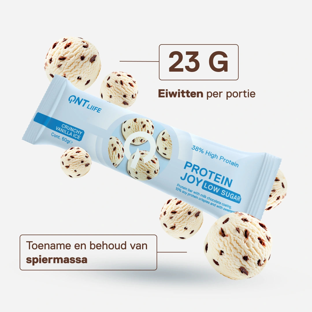 Protein Joy knapperig vanille-ijs — eiwitprofiel en voedingswaarden van de reep