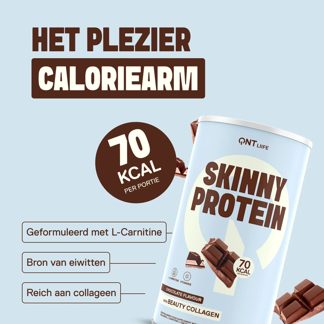 Skinny Protein LIIFE Belgische chocolade — 12 g eiwit per portie, lichte formule ter ondersteuning van een slank silhouet