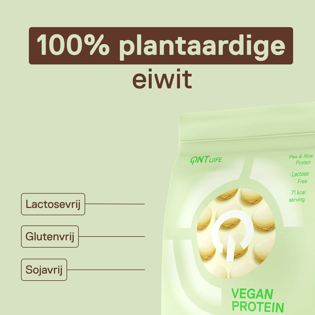 Vegan Protein LIIFE vanille macaron — 100% erwten- en rijsteiwit, zachte vanillesmaak