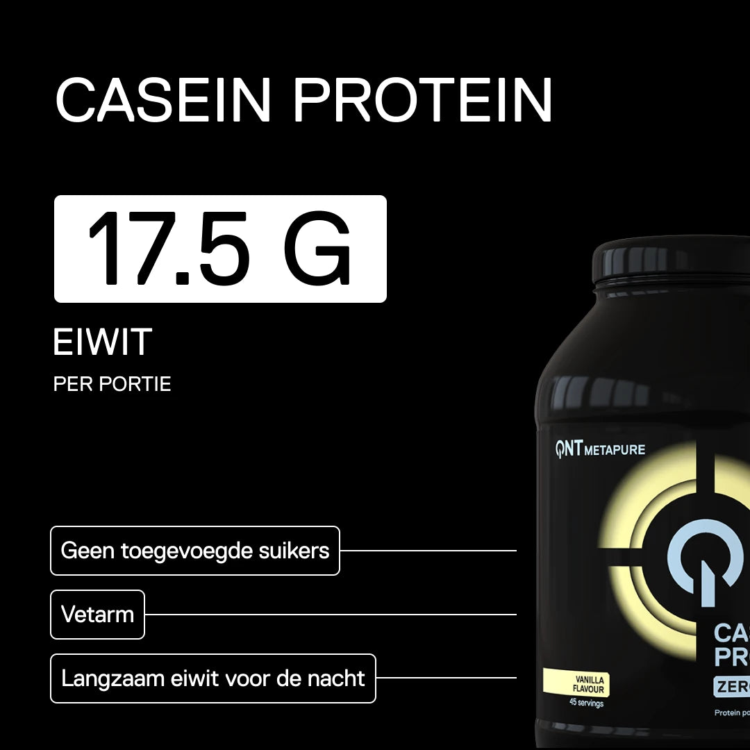 QNT METAPURE Caseïne Micellair smaak Vanille - langzaam vrijkomend eiwit, ideaal voor het slapen of tussen maaltijden