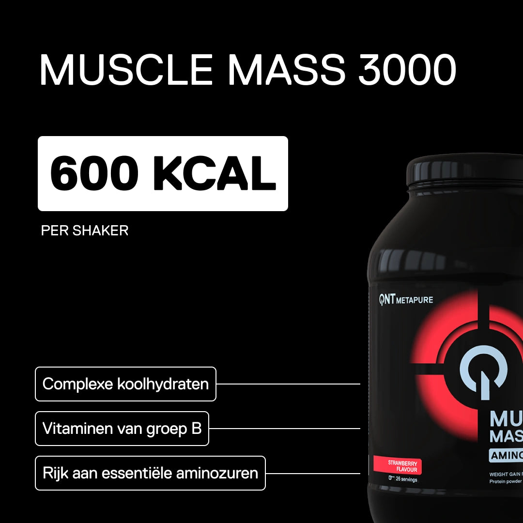 QNT Metapure Muscle Mass 3000 eiwitrijke gainer — Aardbei — visual 1