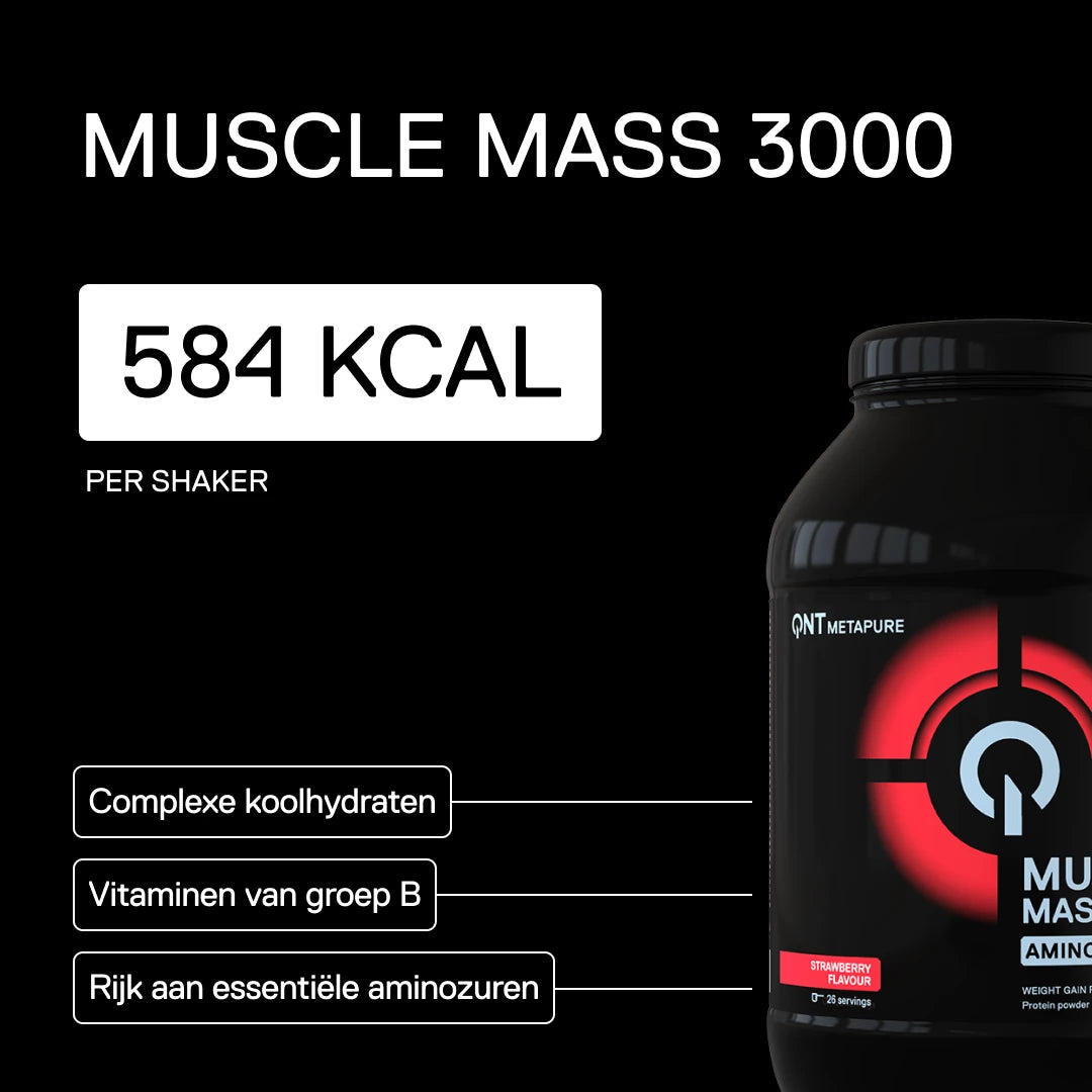 QNT Metapure Muscle Mass 3000 eiwitrijke gainer — Aardbei