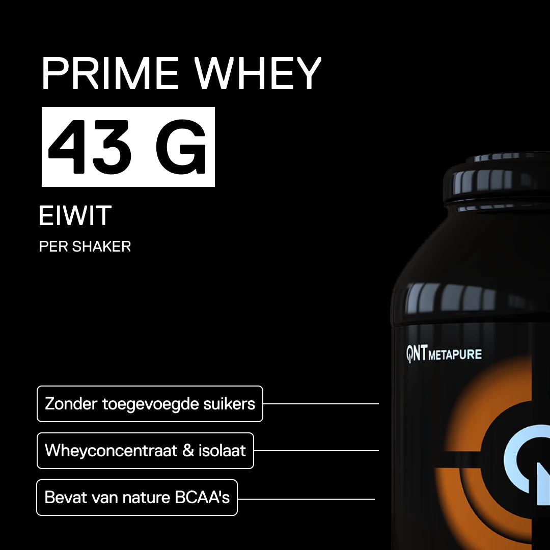QNT Metapure Prime Whey smaak Brownie Belgische chocolade - Premium wei-eiwit, intense chocoladesmaak